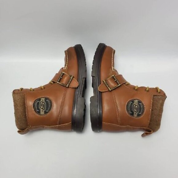 Skechers SKX Kids Adventure Brown Leather Lace Up Boots Size 1.5 - Picture 9 of 11